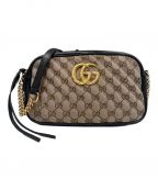GUCCIグッチ）の古着「GGマーモントキャンバスショルダーバッグ」｜ブラウン×ブラック