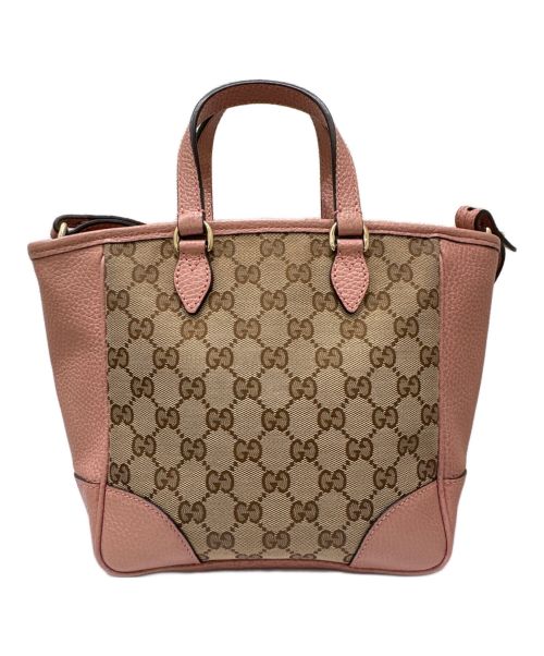 GUCCI（グッチ）GUCCI (グッチ) GGキャンバス2WAYショルダーバッグ ピンク×ベージュの古着・服飾アイテム