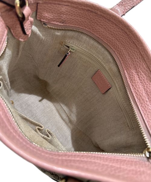GUCCI（グッチ）GUCCI (グッチ) GGキャンバス2WAYショルダーバッグ ピンク×ベージュの古着・服飾アイテム