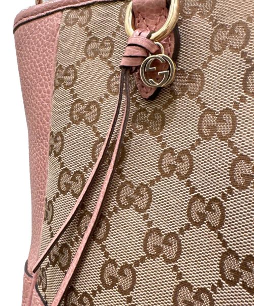GUCCI（グッチ）GUCCI (グッチ) GGキャンバス2WAYショルダーバッグ ピンク×ベージュの古着・服飾アイテム