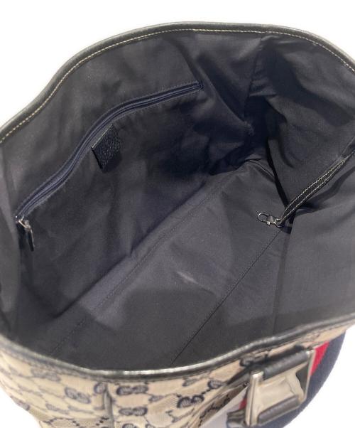 GUCCI（グッチ）GUCCI (グッチ) GGキャンバストートバッグ アイボリー×ネイビーの古着・服飾アイテム