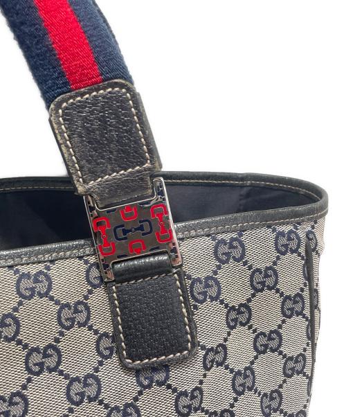 GUCCI（グッチ）GUCCI (グッチ) GGキャンバストートバッグ アイボリー×ネイビーの古着・服飾アイテム