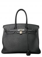 HERMESエルメス）の古着「バーキン35/シルバー金具/トゴ/ブラック/▢P刻印」｜ブラック×シルバー金具