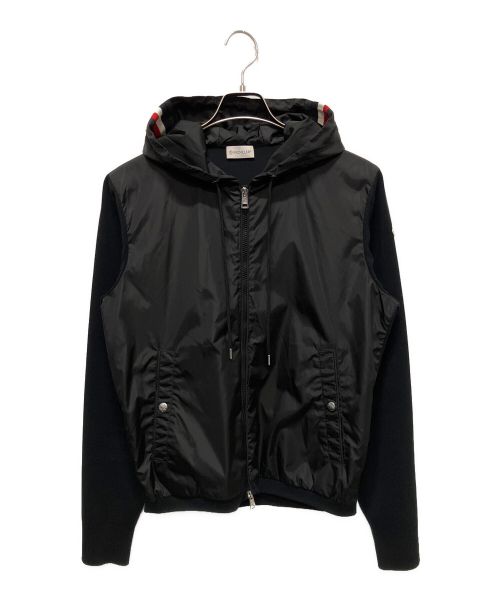 MONCLER（モンクレール）MONCLER (モンクレール)  CARDIGAN TRICOT/ナイロン切替ジップパーカー ブラック サイズ:Mの古着・服飾アイテム