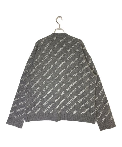 BALENCIAGA（バレンシアガ）BALENCIAGA (バレンシアガ) オールオーバーロゴカーディガン グレー サイズ:Lの古着・服飾アイテム