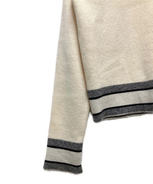 Christian Dior（クリスチャン ディオール）Christian Dior (クリスチャン ディオール) カシミヤ×ナイロン バックトリム ロゴ セーター アイボリー サイズ:34の古着・服飾アイテム