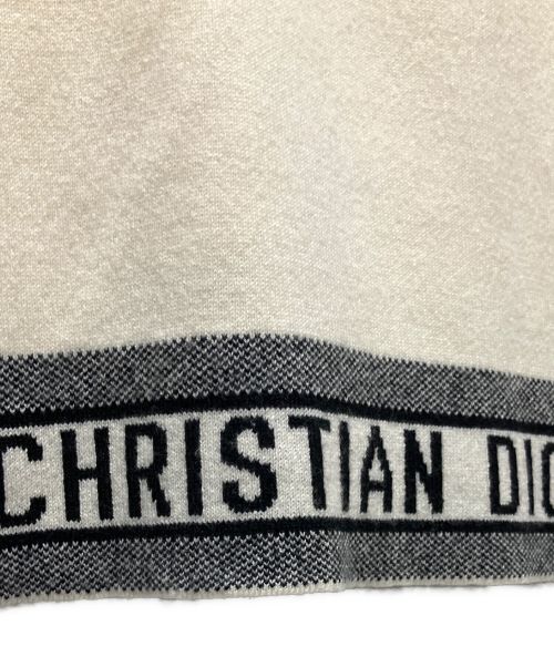 Christian Dior（クリスチャン ディオール）Christian Dior (クリスチャン ディオール) カシミヤ×ナイロン バックトリム ロゴ セーター アイボリー サイズ:34の古着・服飾アイテム