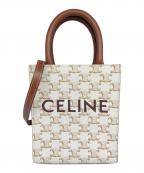 CELINEセリーヌ）の古着「バーティカルカバ トリオンフ トートバッグ スモール トートバッグ」｜ホワイト×ブラウン
