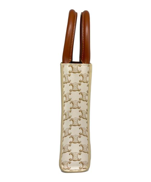 CELINE（セリーヌ）CELINE (セリーヌ) バーティカルカバ トリオンフ トートバッグ スモール トートバッグ ホワイト×ブラウン サイズ:ミニの古着・服飾アイテム