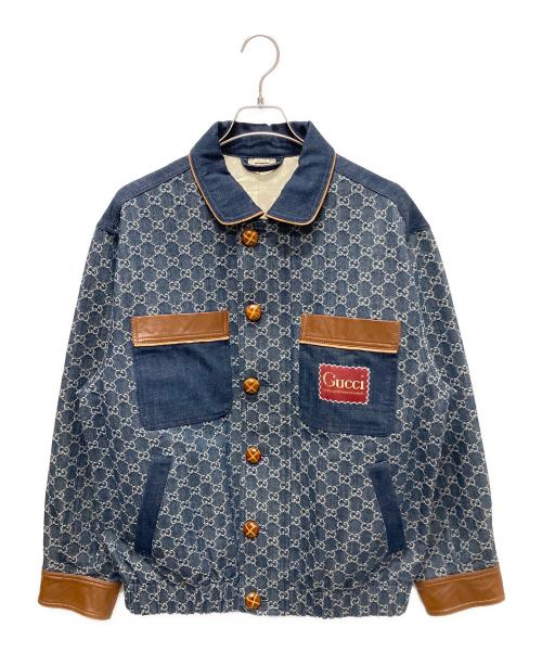 GUCCI（グッチ）GUCCI (グッチ) GG ウォッシュド オーガニックデニム ボンバージャケット インディゴ サイズ:48の古着・服飾アイテム