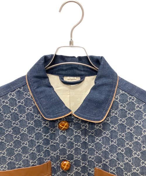 GUCCI（グッチ）GUCCI (グッチ) GG ウォッシュド オーガニックデニム ボンバージャケット インディゴ サイズ:48の古着・服飾アイテム