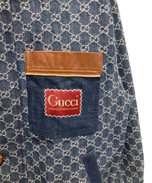 GUCCI（グッチ）GUCCI (グッチ) GG ウォッシュド オーガニックデニム ボンバージャケット インディゴ サイズ:48の古着・服飾アイテム