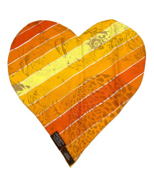 HERMES（エルメス）HERMES (エルメス) Jungle Love Rainbow pocket squareハートモチーフポケットチーフ オレンジ×イエローの古着・服飾アイテム
