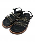 CHANELシャネル）の古着「チェーンサンダル」｜ブラック