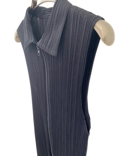 PLEATS PLEASE（プリーツプリーズ）PLEATS PLEASE (プリーツプリーズ) ジップアップ オールインワン ジャンプスーツ ブラック サイズ:3の古着・服飾アイテム