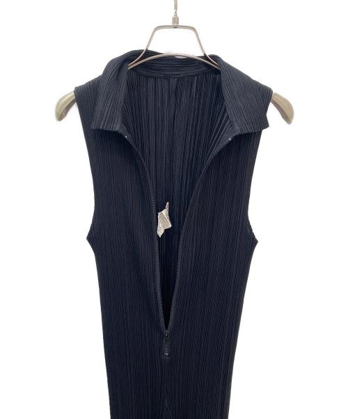 PLEATS PLEASE（プリーツプリーズ）PLEATS PLEASE (プリーツプリーズ) ジップアップ オールインワン ジャンプスーツ ブラック サイズ:3の古着・服飾アイテム