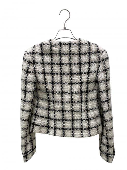 CHANEL（シャネル）CHANEL (シャネル) ココボタンツイードチェックジャケット アイボリー×ブラック サイズ:34の古着・服飾アイテム