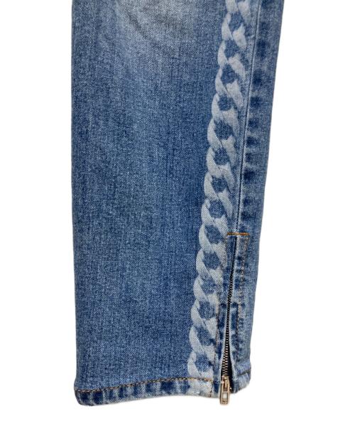 CHANEL（シャネル）CHANEL (シャネル) P60 ココボタン サイドチェーンプリント デニムパンツ ブルー サイズ:40の古着・服飾アイテム