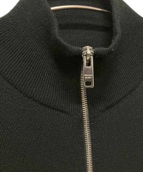 PRADA（プラダ）PRADA (プラダ) PRADA ドライバーズニットジップアップニット ブラック サイズ:48の古着・服飾アイテム