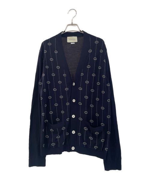 GUCCI（グッチ）GUCCI (グッチ) GGストライプカーディガン ネイビー サイズ:XLの古着・服飾アイテム