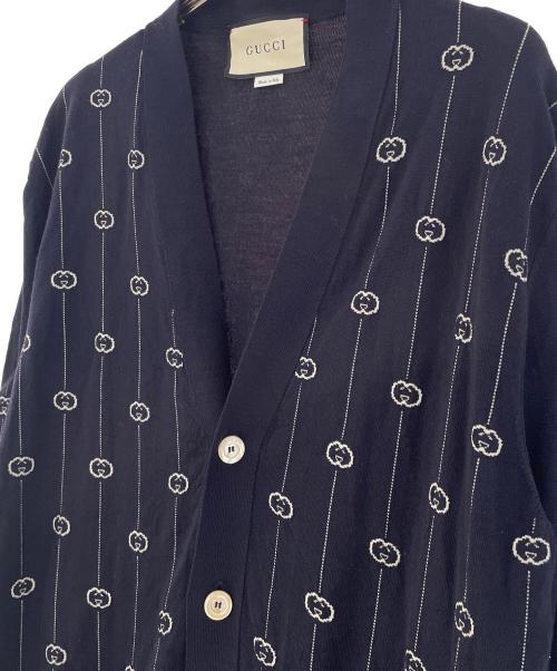 GUCCI（グッチ）GUCCI (グッチ) GGストライプカーディガン ネイビー サイズ:XLの古着・服飾アイテム