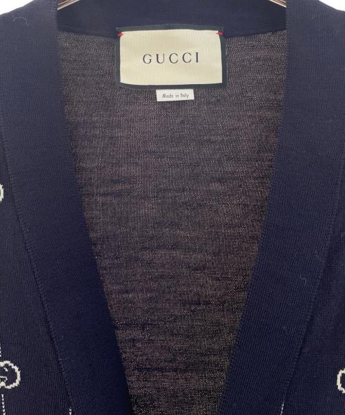 GUCCI（グッチ）GUCCI (グッチ) GGストライプカーディガン ネイビー サイズ:XLの古着・服飾アイテム