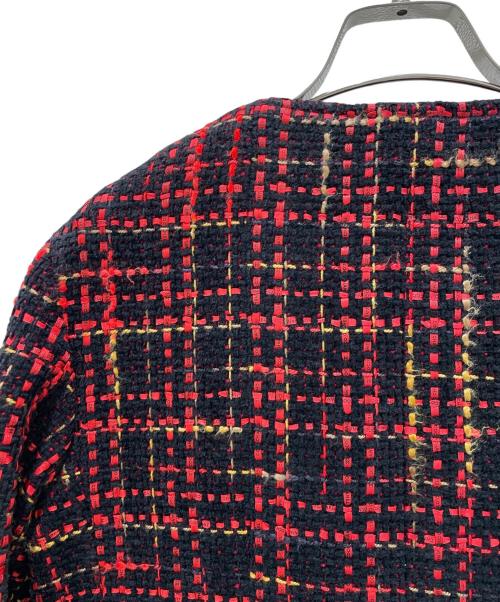 CHANEL（シャネル）CHANEL (シャネル) P73 ココマークリボンツイードジャケット レッド×ブラック サイズ:36の古着・服飾アイテム