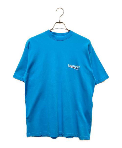 BALENCIAGA（バレンシアガ）BALENCIAGA (バレンシアガ) 22SS バックキャンペーンロゴTシャツ ブルー サイズ:XXSの古着・服飾アイテム
