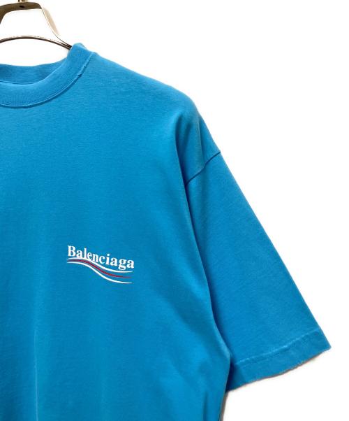 BALENCIAGA（バレンシアガ）BALENCIAGA (バレンシアガ) 22SS バックキャンペーンロゴTシャツ ブルー サイズ:XXSの古着・服飾アイテム