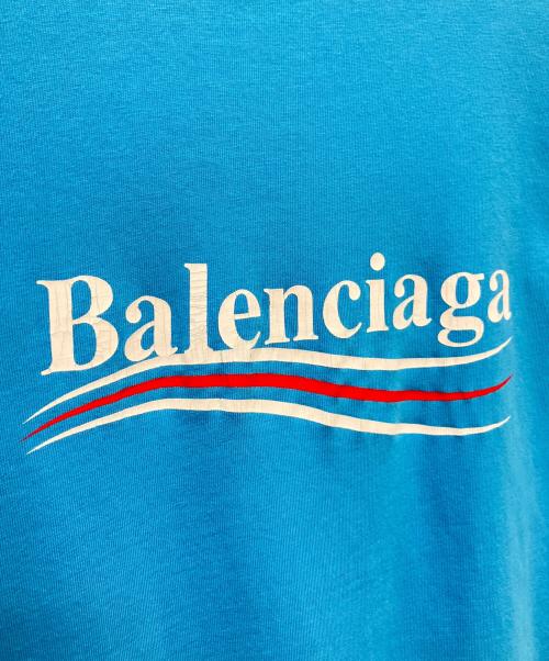 BALENCIAGA（バレンシアガ）BALENCIAGA (バレンシアガ) 22SS バックキャンペーンロゴTシャツ ブルー サイズ:XXSの古着・服飾アイテム
