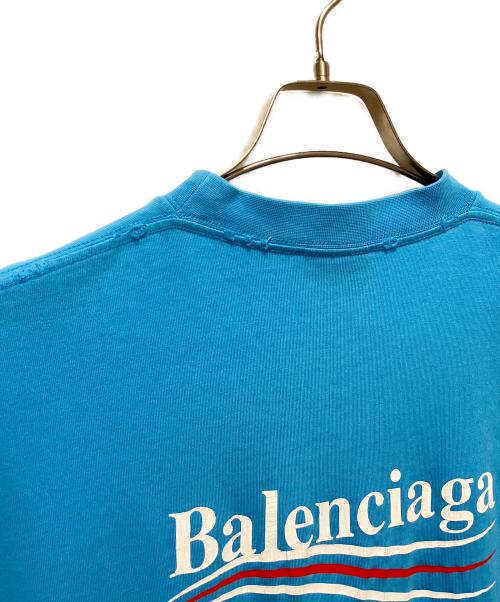 BALENCIAGA（バレンシアガ）BALENCIAGA (バレンシアガ) 22SS バックキャンペーンロゴTシャツ ブルー サイズ:XXSの古着・服飾アイテム