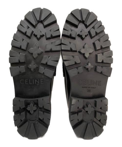 CELINE（セリーヌ）CELINE (セリーヌ) トリオンフチェーン付き マーガレット ローファー グリーン サイズ:38の古着・服飾アイテム