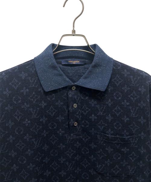 LOUIS VUITTON（ルイ ヴィトン）LOUIS VUITTON (ルイ ヴィトン) モノグラムツイード半袖ポロシャツ ネイビー サイズ:XLの古着・服飾アイテム