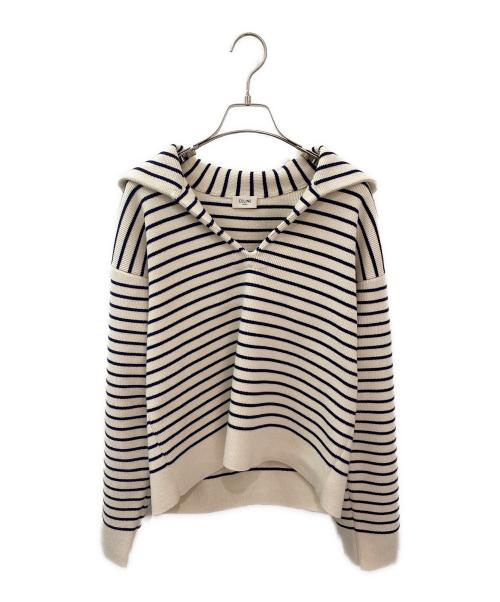 CELINE（セリーヌ）CELINE (セリーヌ) マリンセーラーニット ベージュ×ネイビー サイズ:Sの古着・服飾アイテム