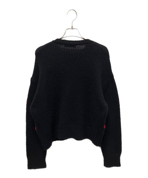 VALENTINO（ヴァレンティノ）VALENTINO (ヴァレンティノ) VLTNロゴショートニット ブラック×レッド サイズ:Sの古着・服飾アイテム
