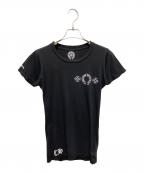 CHROME HEARTSクロムハーツ）の古着「Horseshoe Scroll Label Print T-Shirt/ホースシュー スクロールラベル プリント Tシャツ」｜ブラック
