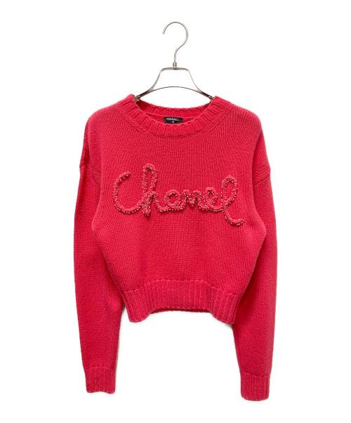 CHANEL（シャネル）CHANEL (シャネル) ロゴカシミヤニット ショッキングピンク サイズ:34の古着・服飾アイテム