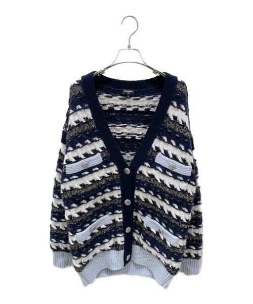 CHANEL（シャネル）CHANEL (シャネル) ココボタンローゲージニットカーディガン ネイビー サイズ:36の古着・服飾アイテム