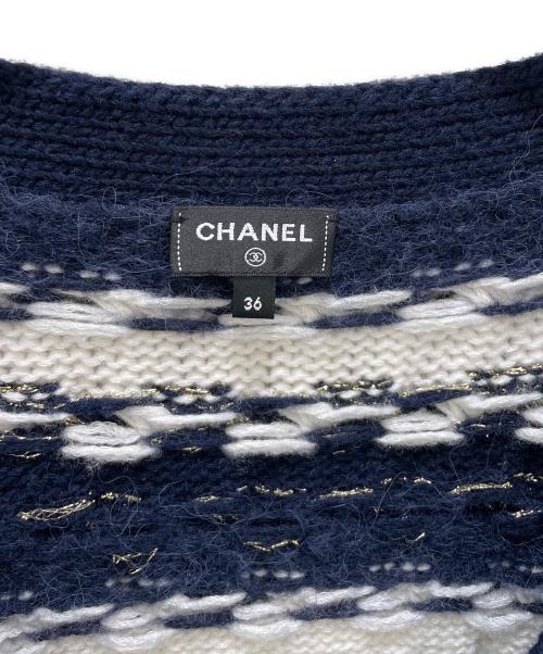 CHANEL（シャネル）CHANEL (シャネル) ココボタンローゲージニットカーディガン ネイビー サイズ:36の古着・服飾アイテム