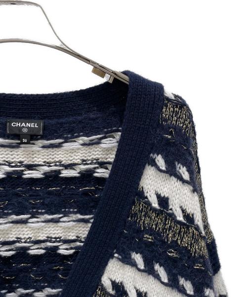CHANEL（シャネル）CHANEL (シャネル) ココボタンローゲージニットカーディガン ネイビー サイズ:36の古着・服飾アイテム