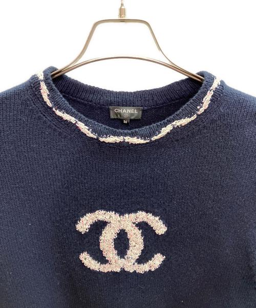 CHANEL（シャネル）CHANEL (シャネル) ココマーク カシミヤ混ニット ネイビー サイズ:36の古着・服飾アイテム
