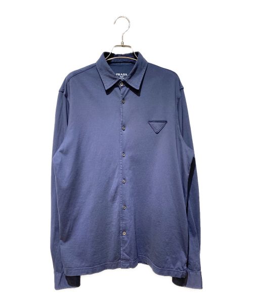 PRADA（プラダ）PRADA (プラダ) エンブレムロゴシャツ ネイビー サイズ:Lの古着・服飾アイテム