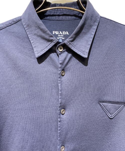 PRADA（プラダ）PRADA (プラダ) エンブレムロゴシャツ ネイビー サイズ:Lの古着・服飾アイテム