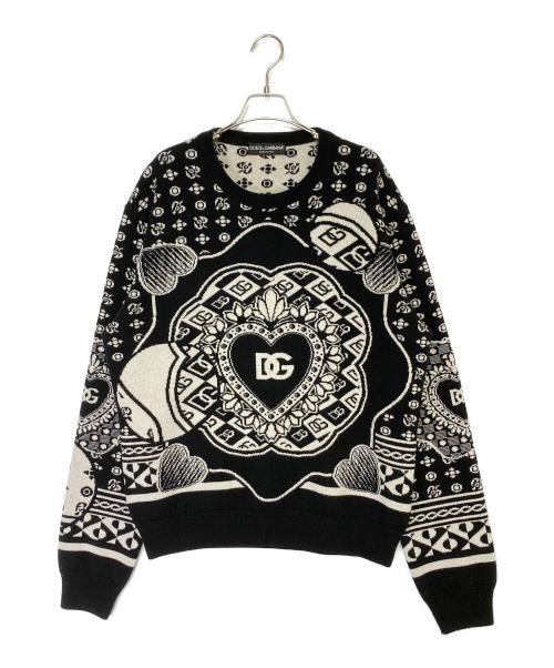 DOLCE & GABBANA（ドルチェ＆ガッバーナ）DOLCE & GABBANA (ドルチェ＆ガッバーナ) モノグラムロゴニット ブラック サイズ:50の古着・服飾アイテム