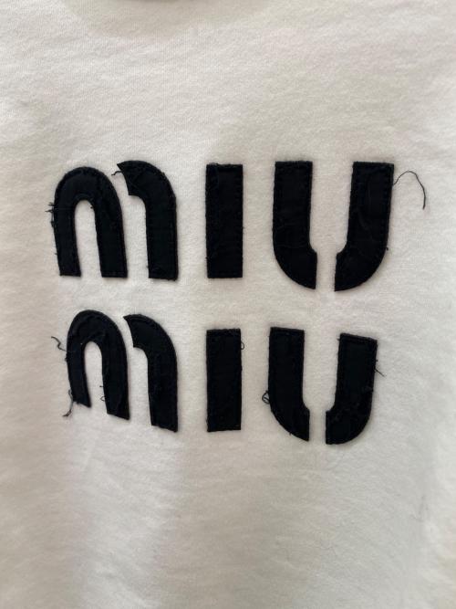 MIU MIU（ミュウミュウ）MIU MIU (ミュウミュウ) カットオフロゴスウェット ホワイト サイズ:XSの古着・服飾アイテム