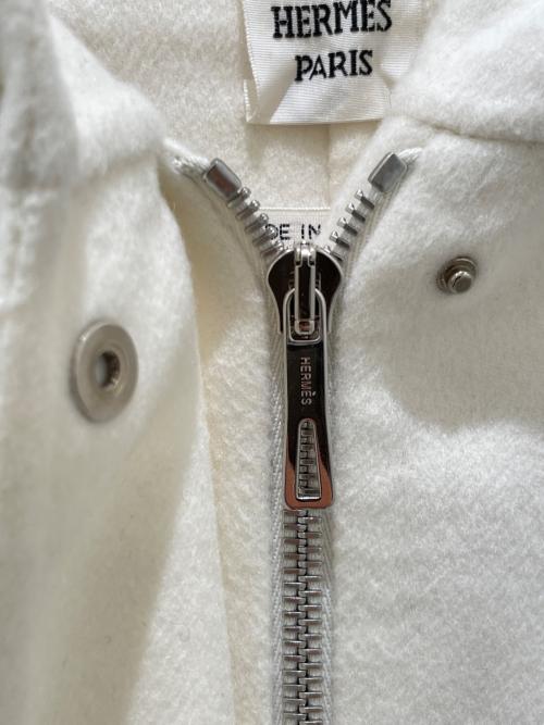 HERMES（エルメス）HERMES (エルメス) カシミヤダブルフェイスブルゾンコート ホワイト サイズ:40の古着・服飾アイテム