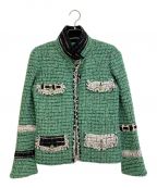 CHANELシャネル）の古着「ココマークボタンツイードジャケット」｜グリーン