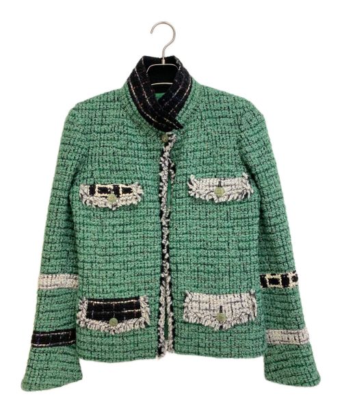 CHANEL（シャネル）CHANEL (シャネル) ココマークボタンツイードジャケット グリーン サイズ:36の古着・服飾アイテム
