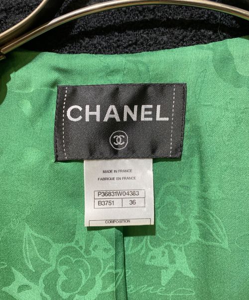 CHANEL（シャネル）CHANEL (シャネル) ココマークボタンツイードジャケット グリーン サイズ:36の古着・服飾アイテム