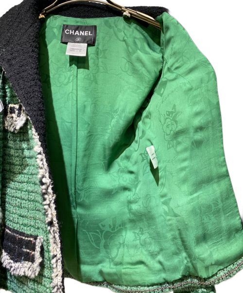 CHANEL（シャネル）CHANEL (シャネル) ココマークボタンツイードジャケット グリーン サイズ:36の古着・服飾アイテム